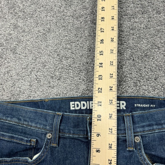 Eddie Bauer Jeans Mens 36x34 Blue Straight Fit Stretch Medium Wash Denim Work - Picture 4 of 8